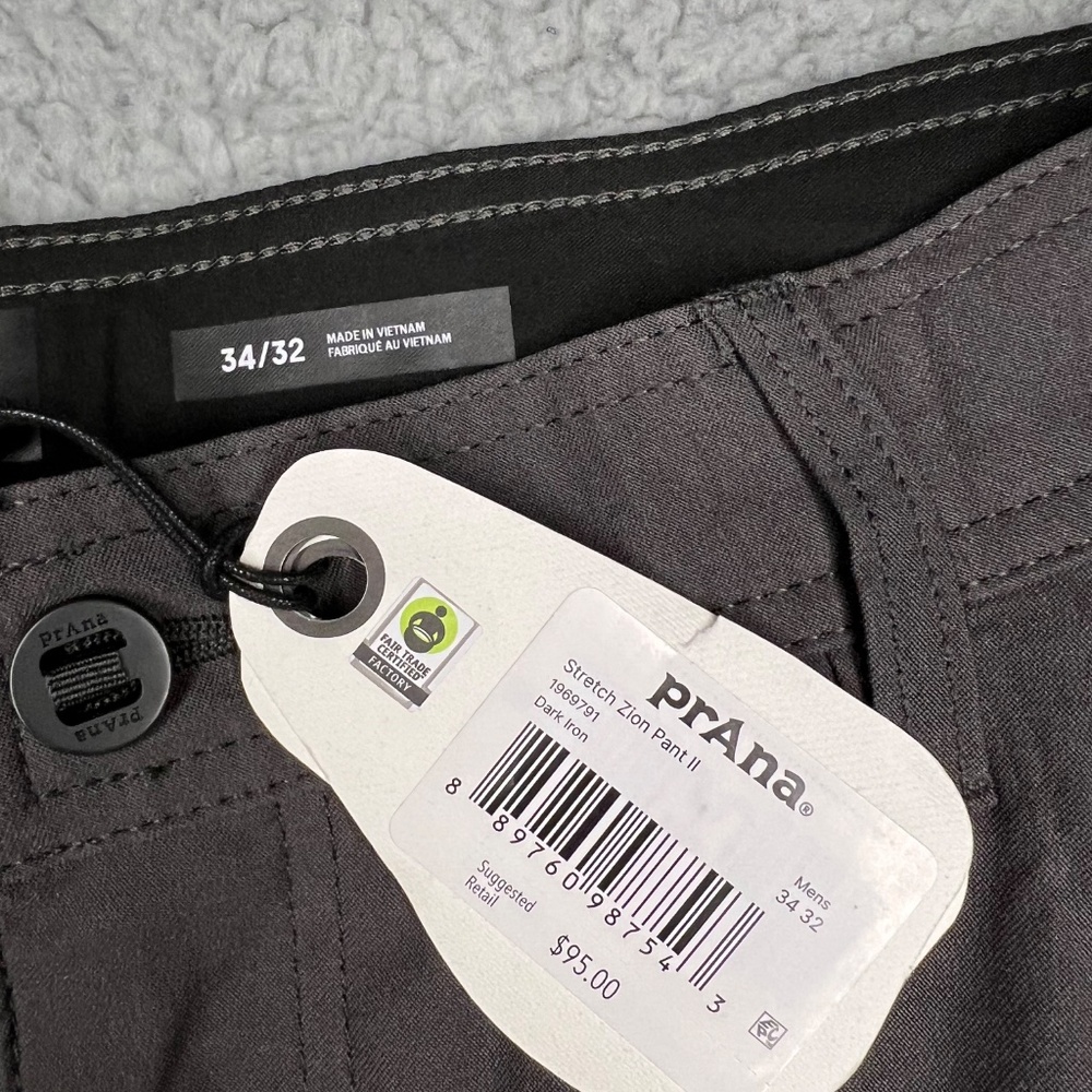 NWT prAna Stretch Zion Pant II Dark Iron 31X32, 34X32 - Picture 5 of 13